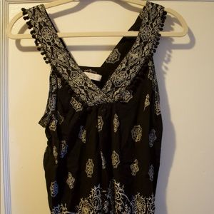 Loft Black Tank Top, Size L and Navy Blue Blouse w/ tie back, Size L